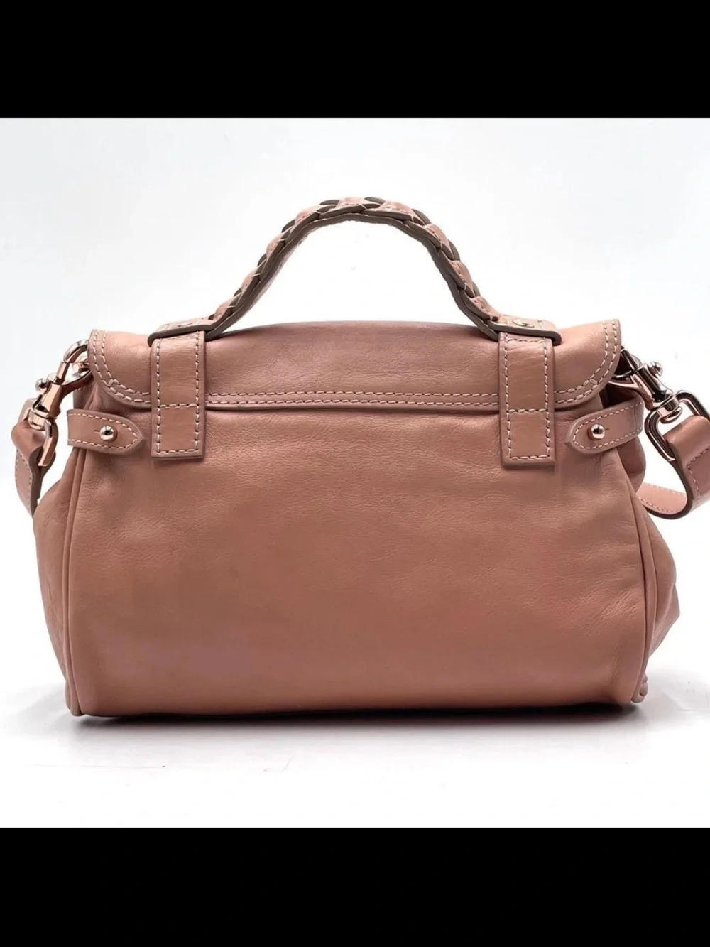 Mulberry Blush Pink Leather Satchel with Gold Hardware